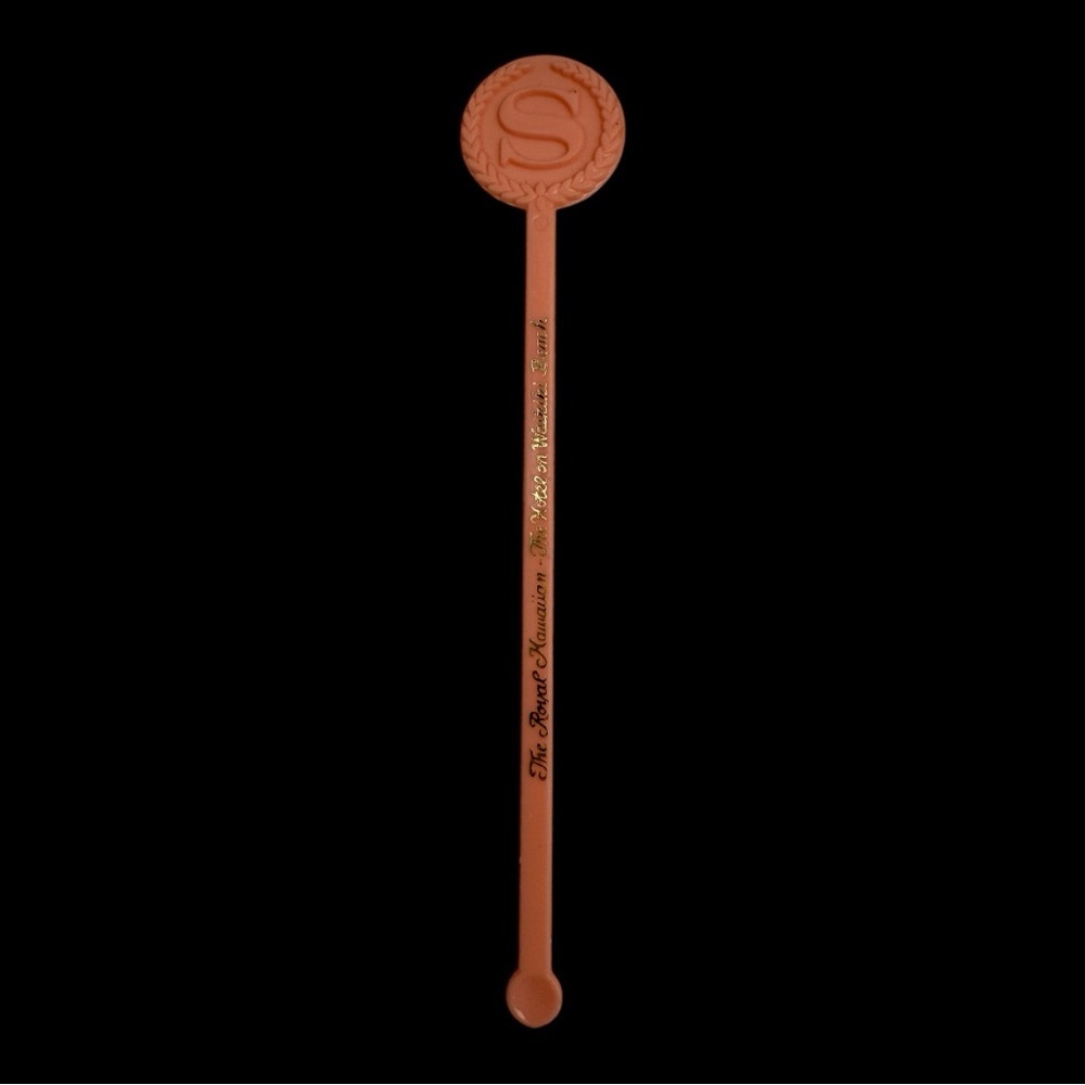 Vintage Pink Swizzle Stick The Royal Hawaiian The Hotel on Waikiki Beach Hawaii